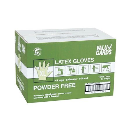 Valugards Valugards PF, Disposable Gloves, Latex, Powder-Free, XL, 1000 PK, White 304750144